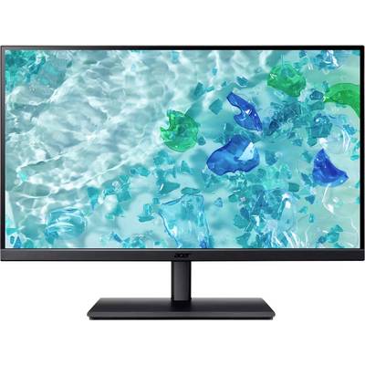 Ein Computermonitor zeigt ein abstraktes digitales Kunstwerk mit blauen und grünen Formen in einem wässrigen, leuchtenden Hintergrund.