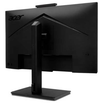 Ein schwarzer Computer-Monitor von Acer, von hinten gezeigt, mit modernem, schlankem Design und rechteckigem, stabilen Standfuß.