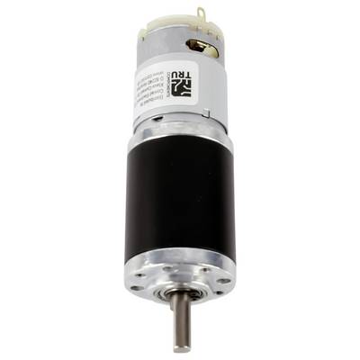 Ein kleiner Elektromotor mit einem Getriebemechanismus, der ein zylindrisches Metallgehäuse und Anschlüsse an einem Ende für die Stromversorgung aufweist.