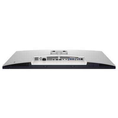 Rückansicht eines Computerbildschirms mit mehreren Anschlüssen, darunter HDMI-, USB- und Ethernet-Ports.