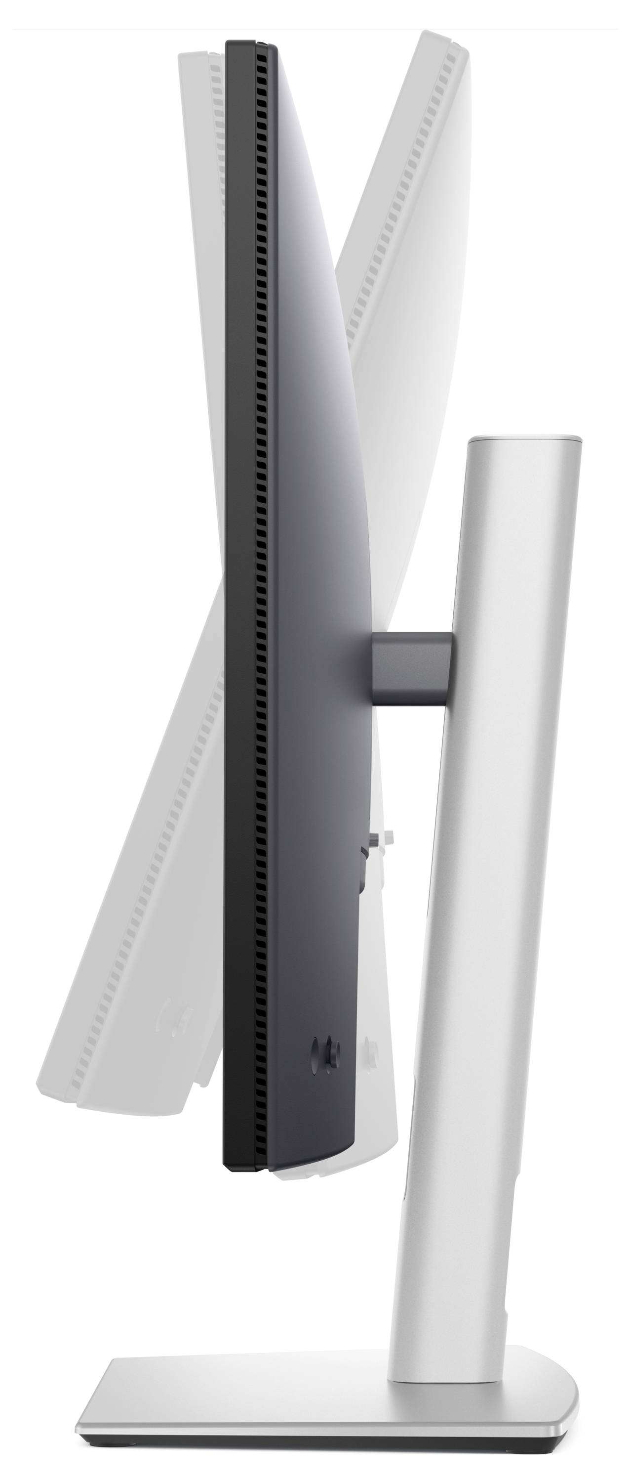 Ein Computerbildschirm von der Seite betrachtet, zeigt verschiedene Winkel der Neigung.