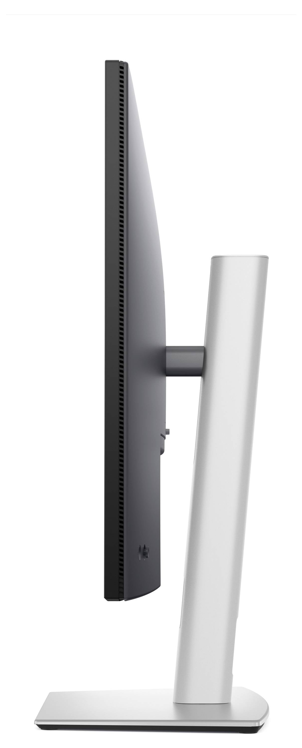 Seitenansicht eines modernen Computermonitors mit schlankem Design auf einem stabilen Standfuß.