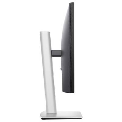 Seitenansicht eines schlanken Computerbildschirms auf einem stabilen Standfuß, zeigt die dünne Bauweise des Monitors.