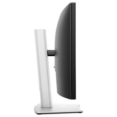 Seitliche Ansicht eines modernen Computermonitors mit schlankem Design auf einem stabilen Standfuß.