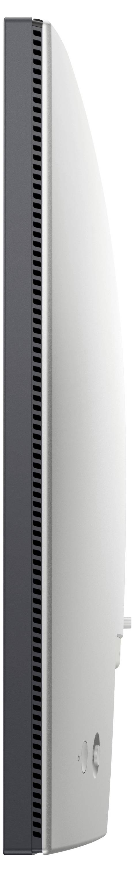 Seitenansicht eines schlanken Monitors mit gebogenem Design.
