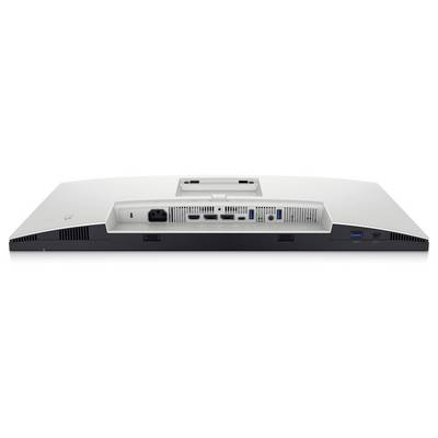 Rückseite eines Monitors mit verschiedenen Anschlüssen, darunter HDMI, DisplayPort, USB und Netzanschluss.