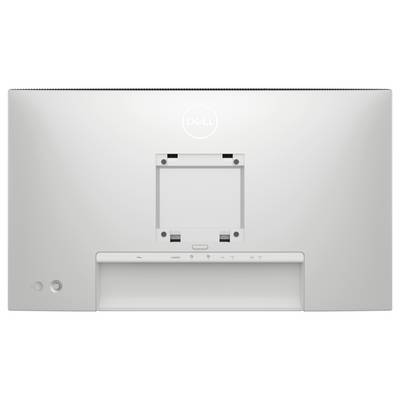 Rückseite eines Dell-Monitors mit VESA-Halterung und verschiedenen Anschlüssen.