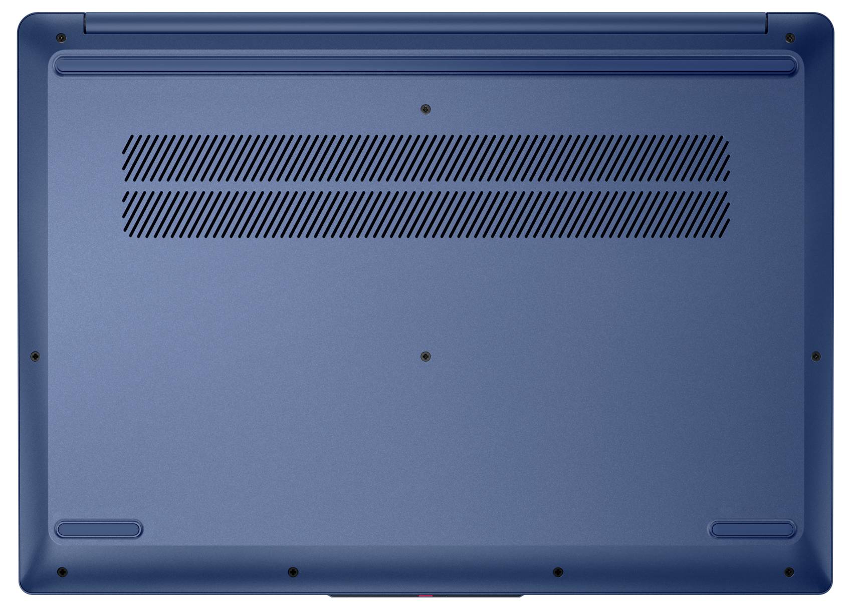 Blauer Laptop, Rückseite mit Lüftungsschlitzen.