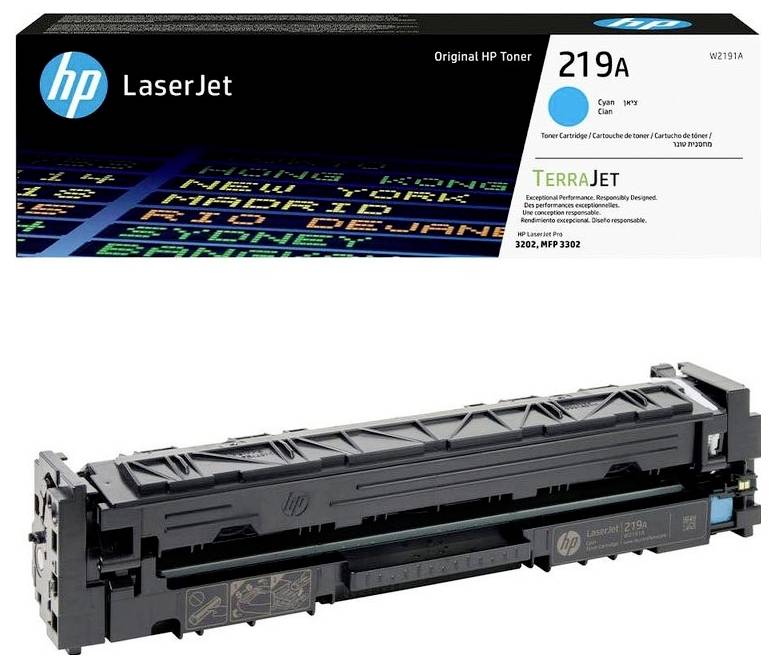 Drucker-Tonerkartusche HP 219A in schwarzer und blauer Originalverpackung. Kompatibel mit bestimmten LaserJet-Druckern.