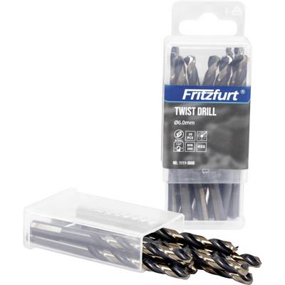 Fritzfurt Twist-Bohrer 6,0 mm - Verpackung zeigt mehrere Metallbohrer in einem transparenten Kunststoffbehälter.