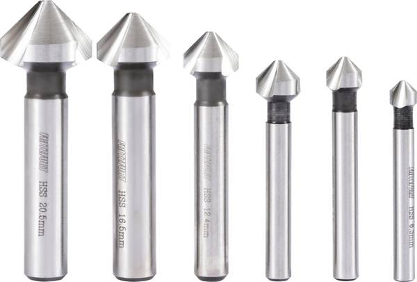 FRITZFURT 3201-3206 Kegelsenker-Set 6teilig 6.3 mm, 8.3 mm, 10.4 mm, 12.4 mm, 16.5 mm, 20.5 mm HSS-G korrosionsbeständig Zylinderschaft 1 Set