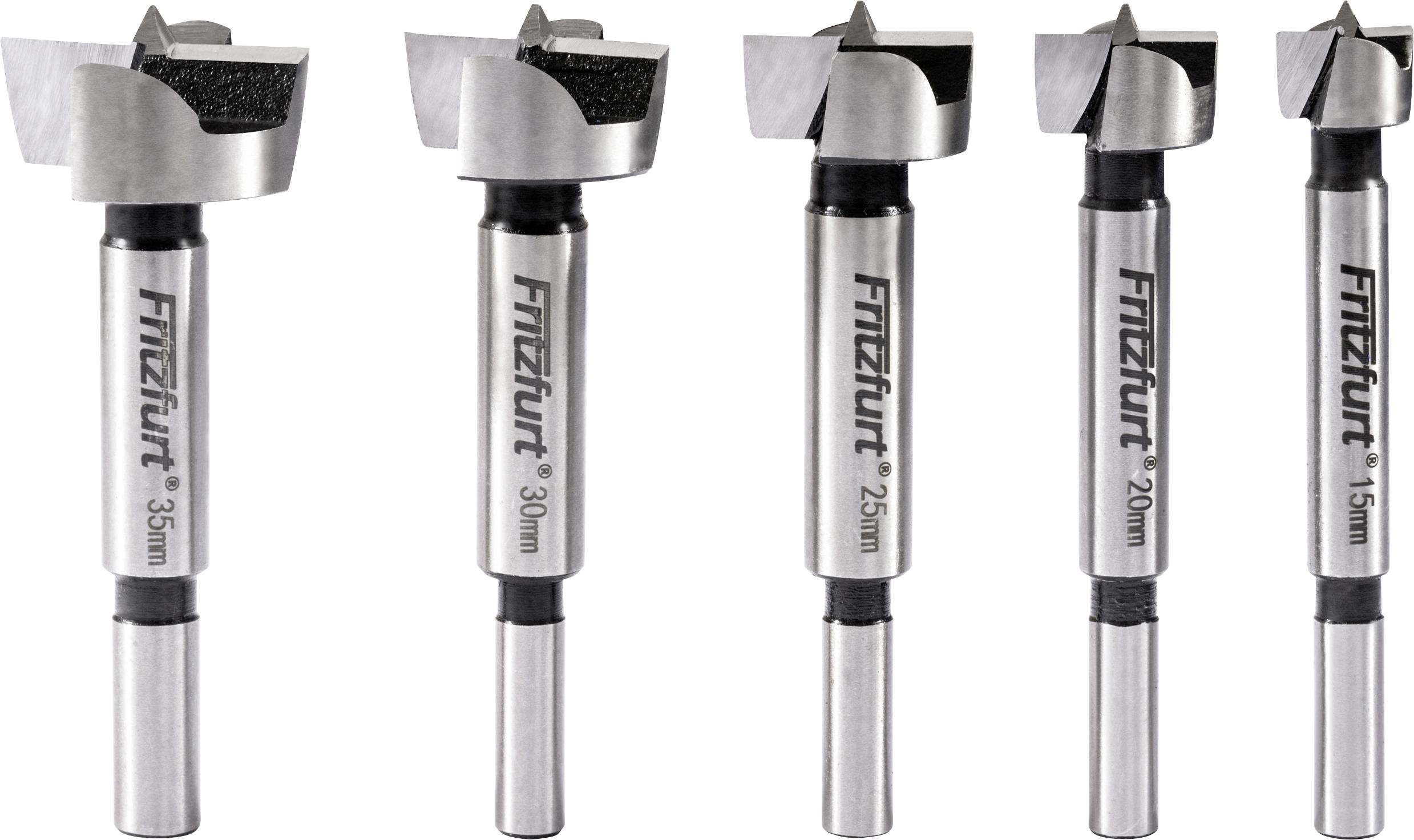 FRITZFURT 2800-3205 Forstnerbohrer-Set 6teilig 15 mm, 20 mm, 25 mm, 30 mm, 35 mm Gesamtlänge 200 mm Zylinderschaft 1 Set