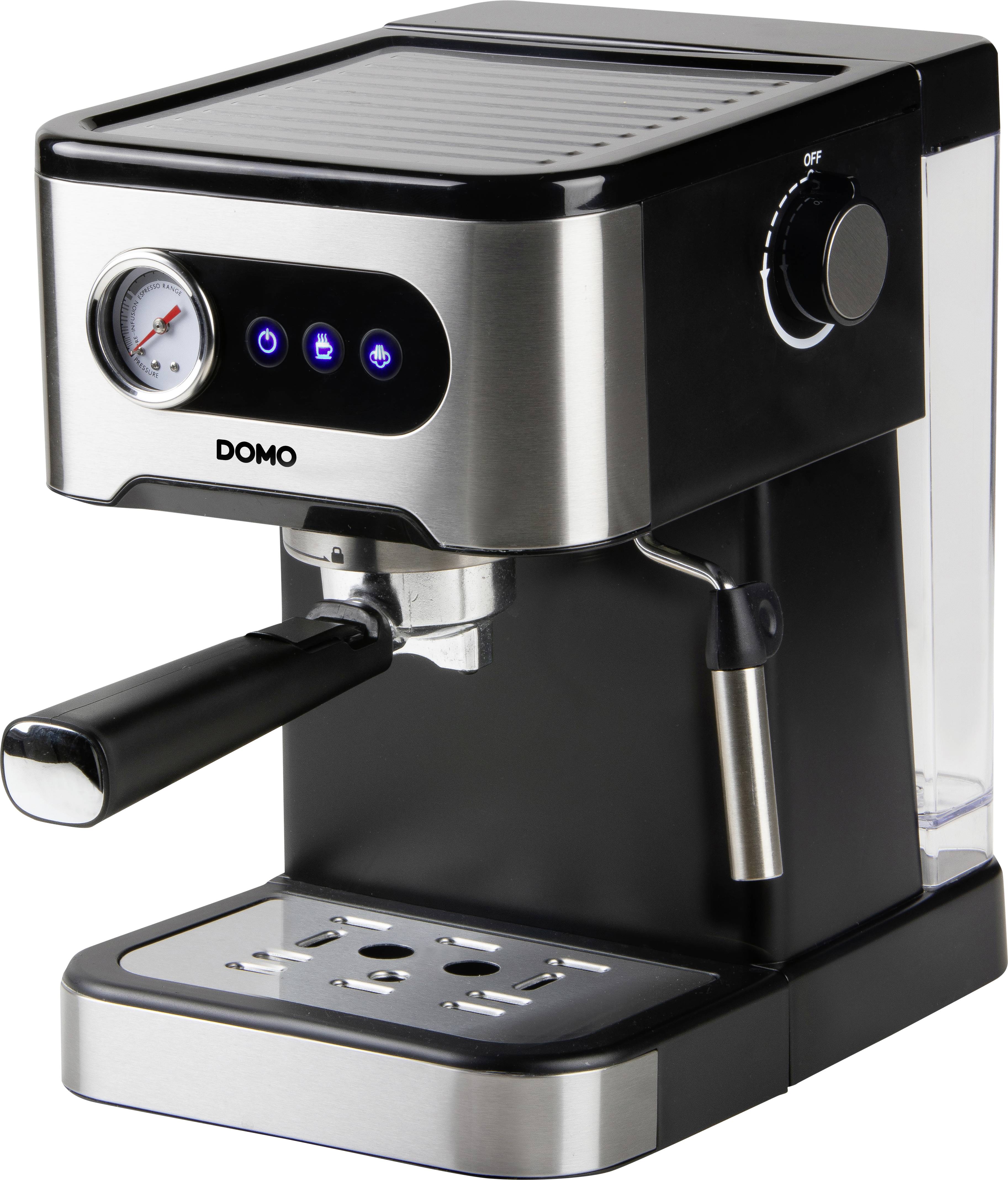 DOMO ESPRESSOMASCHINE MIT MANOMETER Espressomaschine Schwarz/Edelstahl 1350 W
