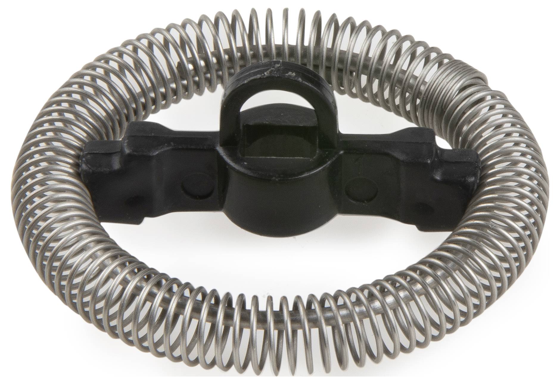 Eine metallische Spiralrundsäge mit schwarzem Mittelstück, verwendet zum Schneiden harter Materialien wie Keramik oder Stein.