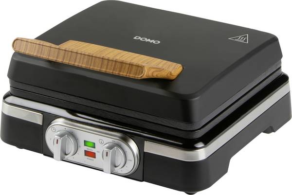 DOMO WAFFELEISEN – INKY BLACK Waffeleisen Kontrollleuchte, Antihaftbeschichtung, stufenloser Temperaturregler, Timerfunktion Schwarz
