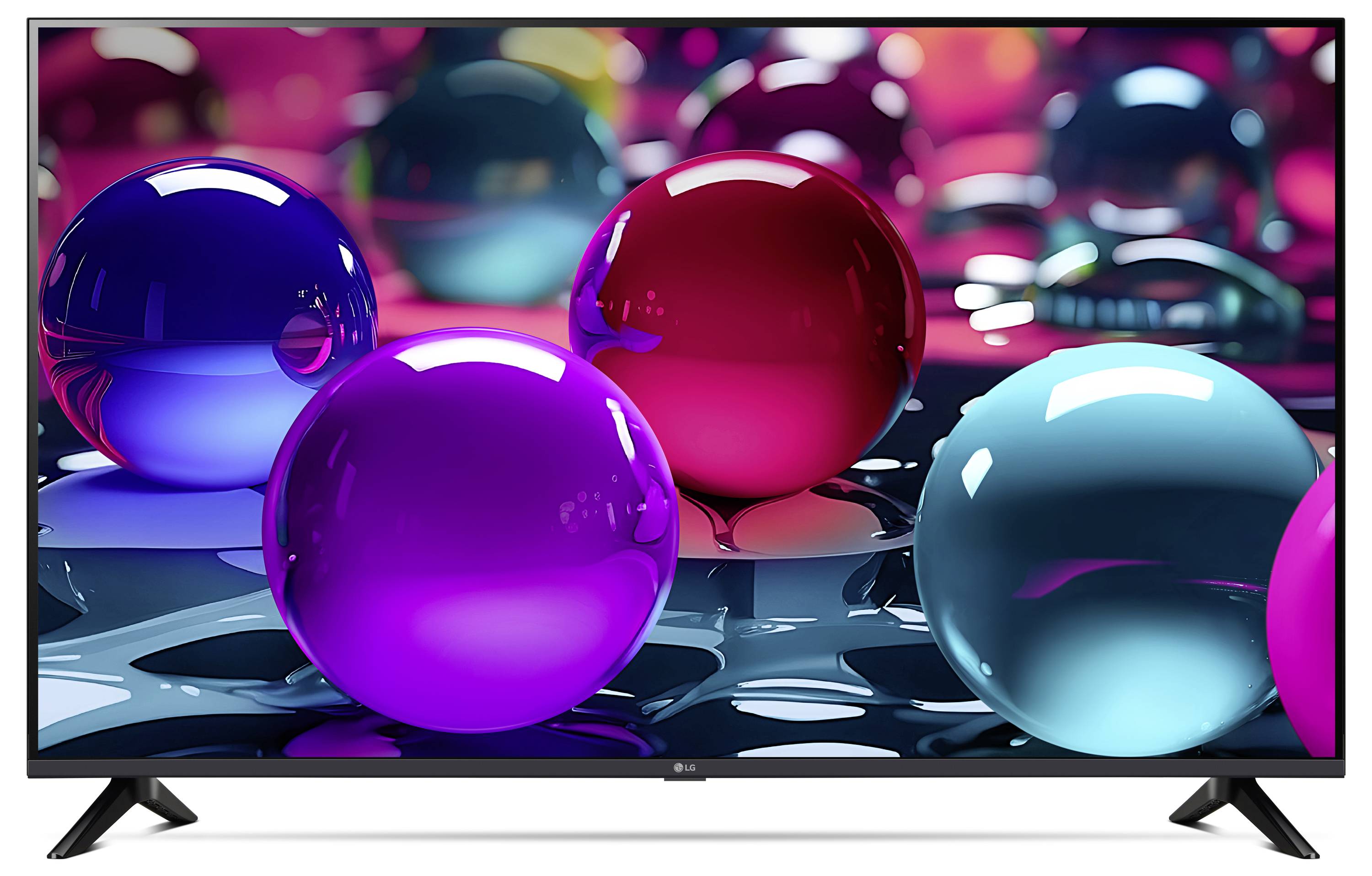 Eine lebendige Anordnung glänzender, farbiger Kugeln, die Licht auf einer spiegelnden Oberfläche reflektieren und dabei einen abstrakten und dynamischen visuellen Effekt erzeugen.