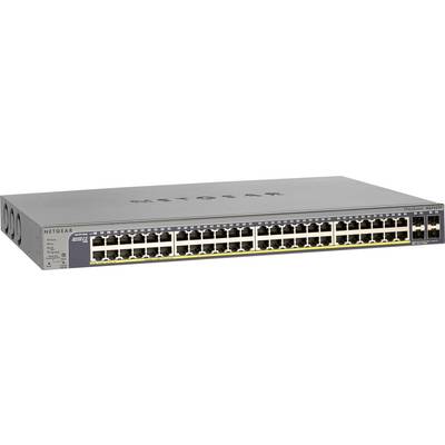 'Netgear ProSafe 52-Port Gigabit Smart Switch', ein Netzwerkgerät mit 48 Ethernet-Ports und 4 SFP-Ports, zur Verwaltung von Netzwerken.