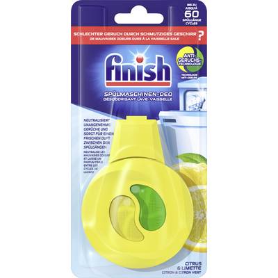 'Finish Spülmaschinen-Deo' in gelbem Plastikgehäuse. Verspricht Neutralisierung unangenehmer Gerüche bis zu 60 Spülgänge. Duft: Citrus & Limette.