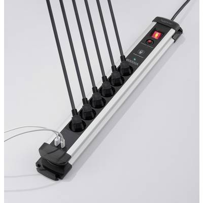 Sygonix SY-6805674 Überspannungsschutz-Steckdosenleiste 6fach Schwarz, Silver Schutzkontakt 1 St.-4