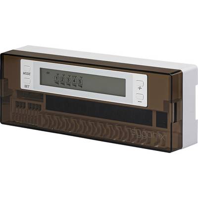 Digitales Timgerät mit einer braunen durchscheinenden Abdeckung, auf dem Display wird '01 2345' angezeigt, mit Modus- und Einstellungstasten auf der linken Seite.