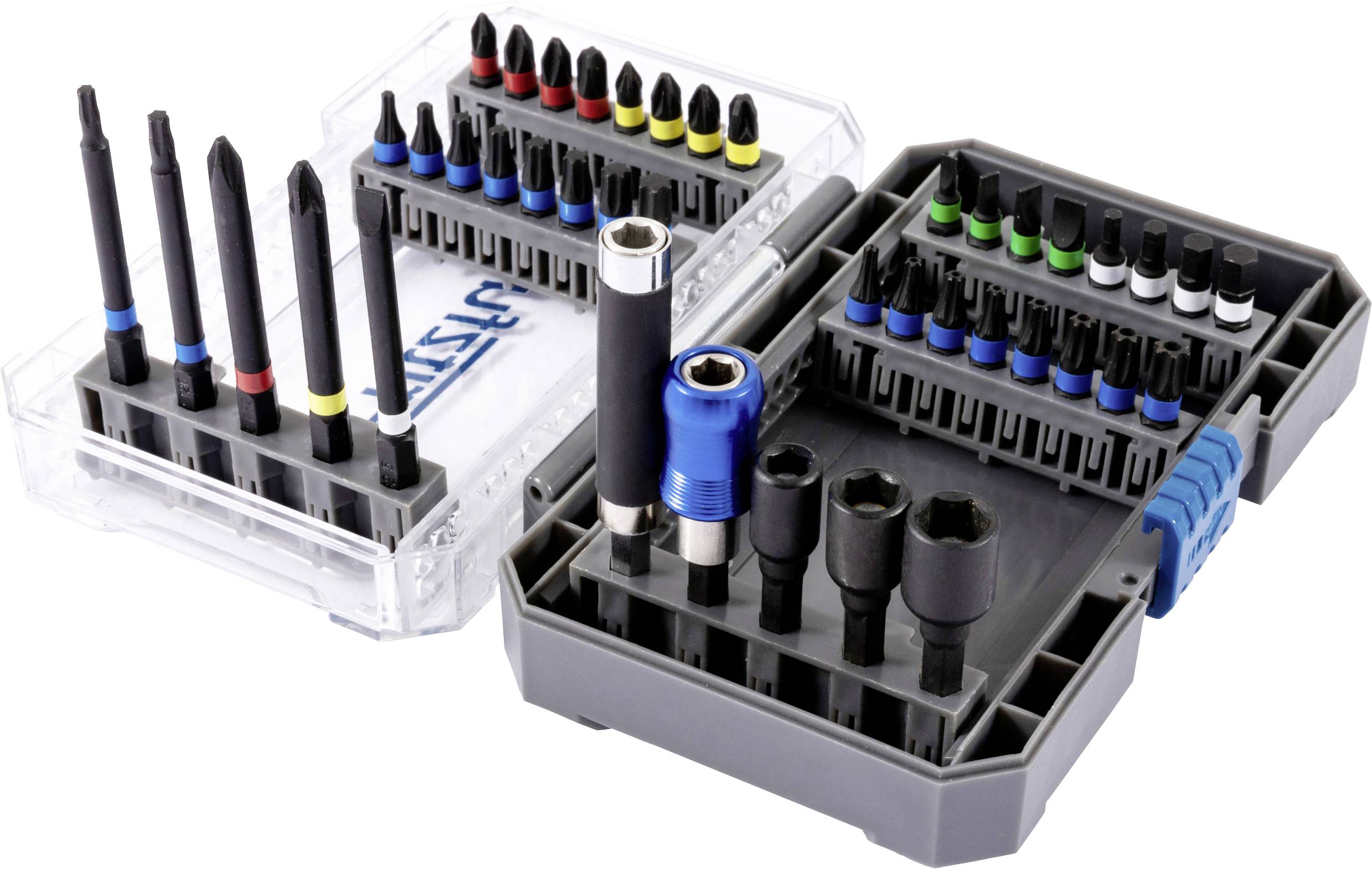 FRITZFURT 6100-3042 Bit-Set 42teilig PZ, PH, Schlitz, T-Profil, T-Profil mit Loch, Innen-Sechskant inkl. Bithalter