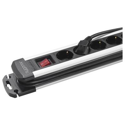 Sygonix SY-6807130 Steckdosenleiste mit Schalter 6fach Schwarz, Silber Schutzkontakt 1 St.-3