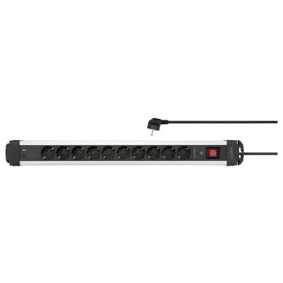 Sygonix SY-6807136 Überspannungsschutz-Steckdosenleiste 10fach Schwarz, Silver Schutzkontakt 1 St.-1