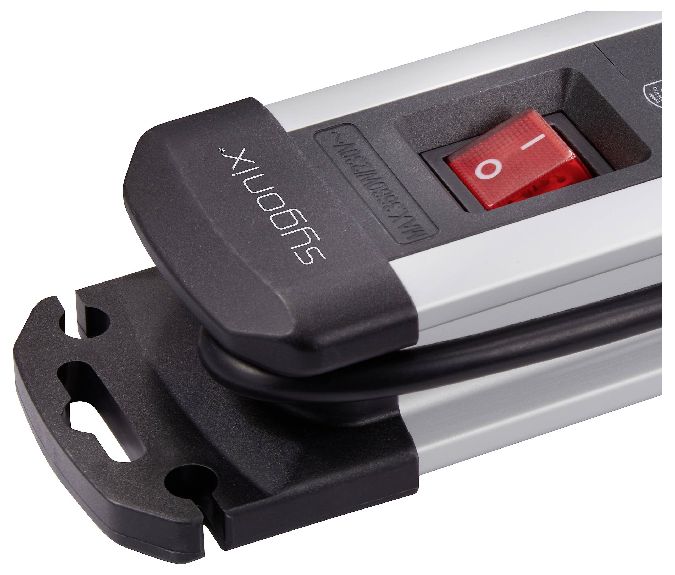 Sygonix SY-6807136 Überspannungsschutz-Steckdosenleiste 10fach Schwarz, Silver Schutzkontakt 1 St.-2