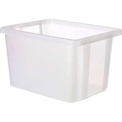 Kunststoff-Aufbewahrungskiste, transparent, rechteckig, für die Organisation von Gegenständen in Haushalt oder Büro.