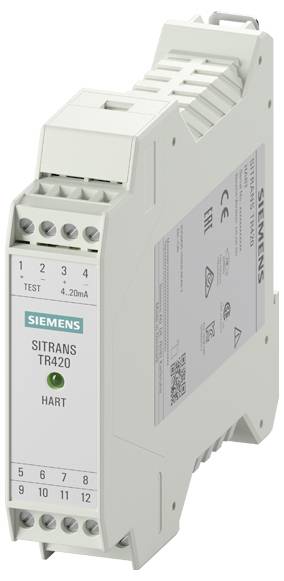 Industrie-Modul von Siemens mit der Aufschrift 'SITRANS TR420 HART', verwendet zur Signalübertragung. Beige Gehäuse, mehrere Anschlussklemmen oben und unten.