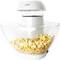 Popcornmaschine in Weiß mit großer durchsichtiger Schüssel, gefüllt mit frischem Popcorn.