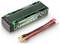 'Akkupack für RC-Fahrzeuge, LiPo 9600 mAh, 7.6V, schwarze Verpackung mit grünen Akzenten, zwei Anschlusskabel, rote und schwarze Stecker.'