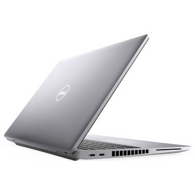 Silberner Laptop von der Seite, Bildschirm zugeklappt. Er zeigt mehrere Anschlussmöglichkeiten an der Seite und das Firmenlogo auf dem Deckel.
