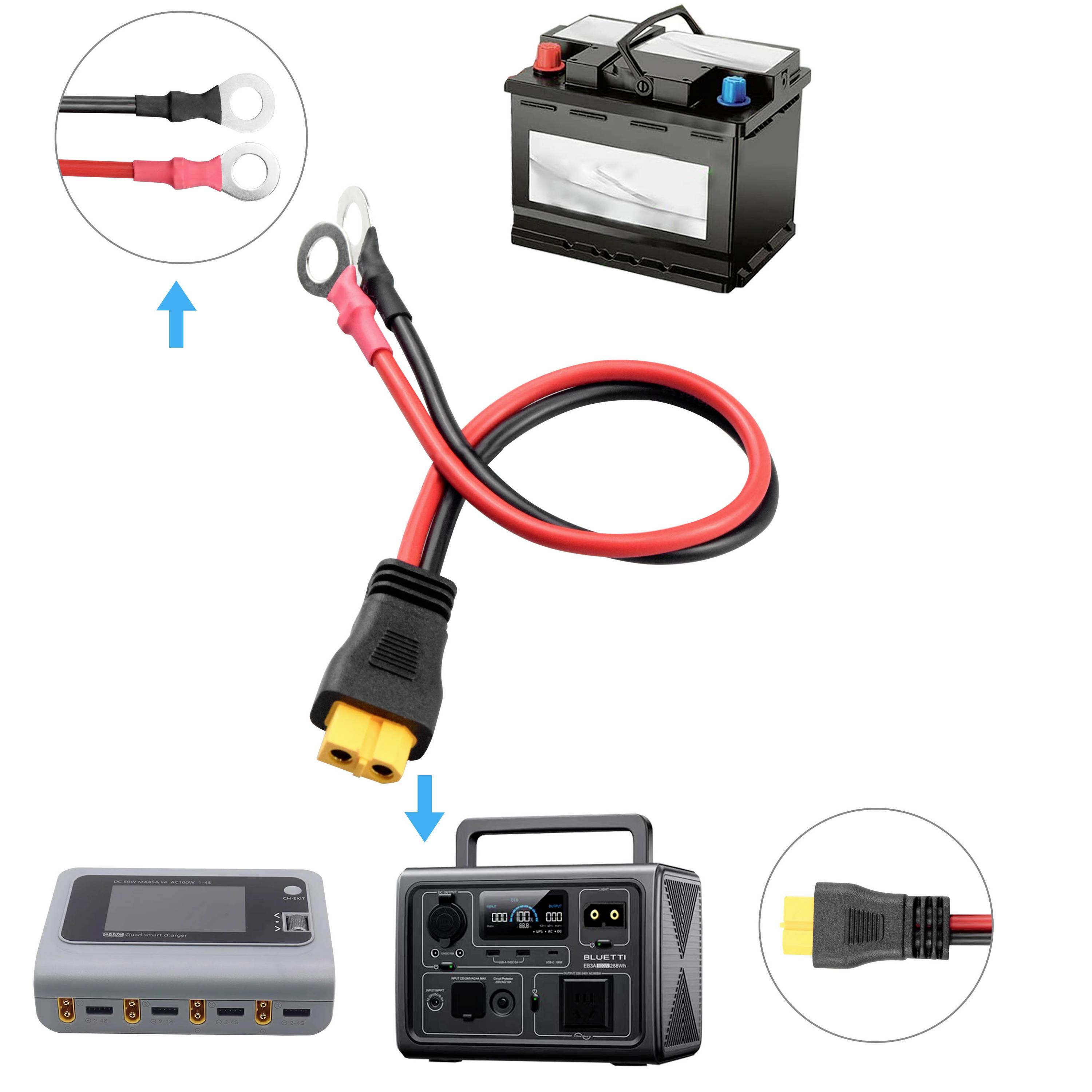 Ringkabelschuh zum XT60-Anschlusskabel 0,25 m TC-13619316 Schwarz, Rot TRU COMPONENTS Inhalt: 1 St.-4