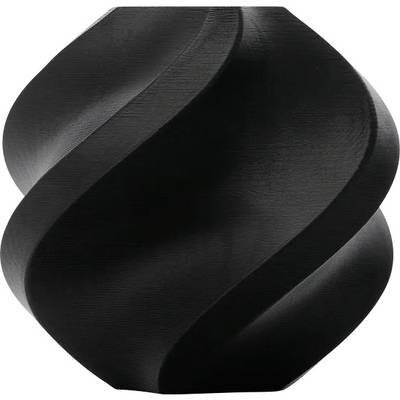 Ein schwarzer, gedrehter, abstrakter Skulpturentwurf mit glatten, spiralförmigen Linien, deutet auf moderne Kunst oder Design hin.