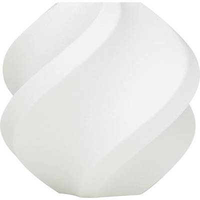 Weiße, spiralförmige Vase mit glatter Oberfläche.