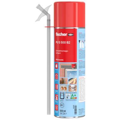 Red Fischer PU S 500 B2 Sprühschaum-Dose mit angebrachtem Dosierstrohhalm, auf der Produktverpackung mit 500-ml-Etikett gezeigt.