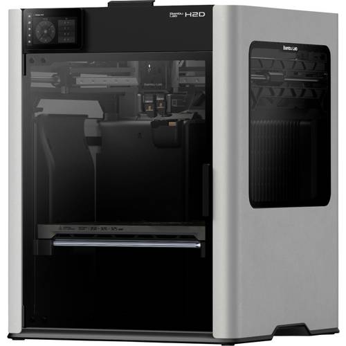 BambuLab H2D 3D Drucker Dual-Düsen-System (Dual Extruder), 12,7 cm Farb-Touchscreen, App-Anbindung, Flammensensor, Mit F...
