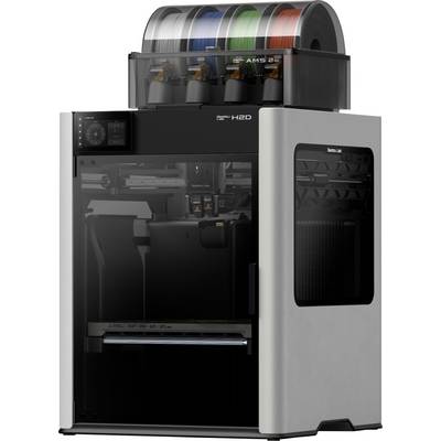 Ein moderner 3D-Drucker mit sieben Filamentrollen oben, wahrscheinlich für verschiedene Farben oder Materialien.