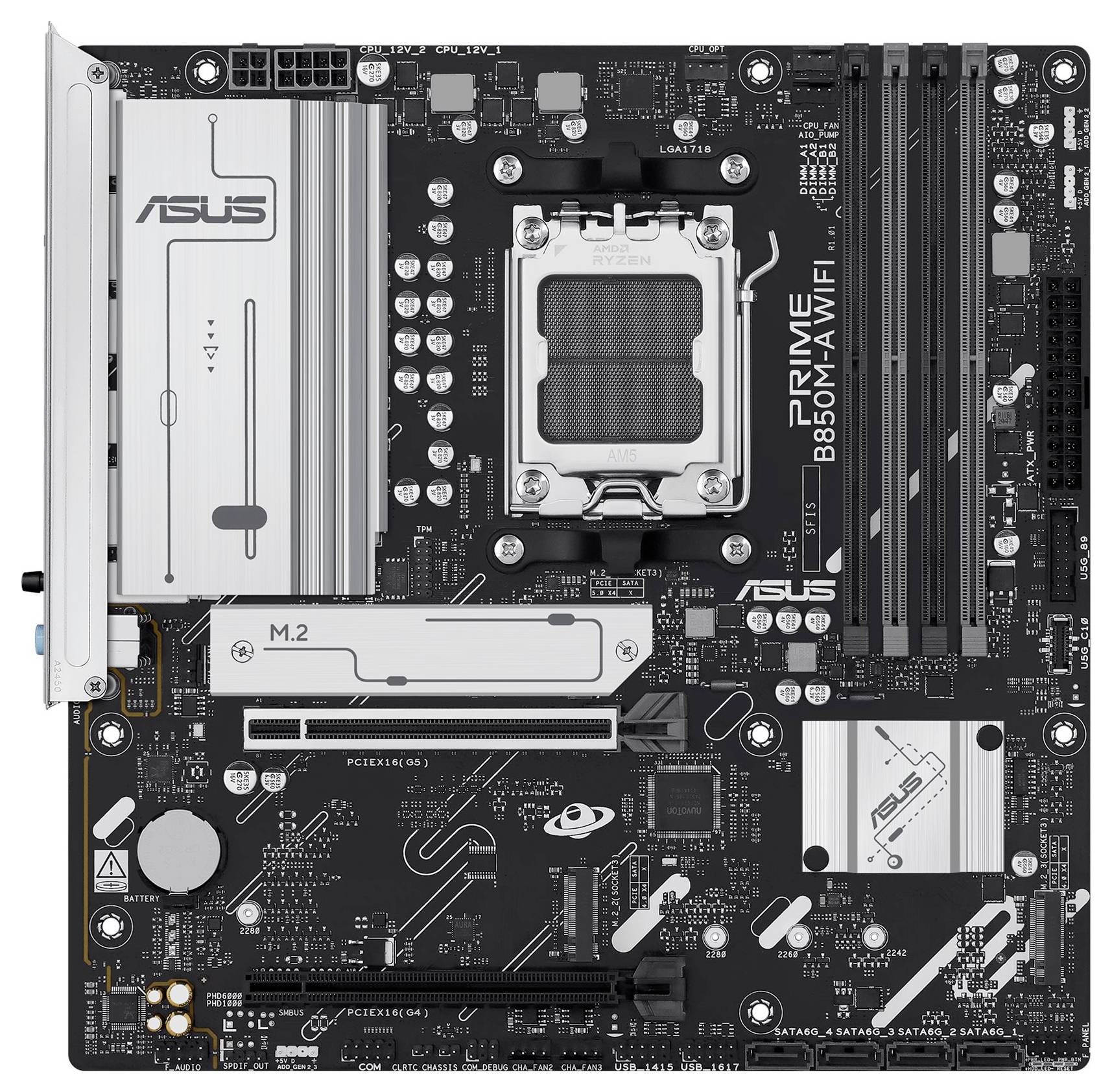 Asus PRIME B850M-A Mainboard Sockel (PC) AMD® AM5 Formfaktor (Details) Micro-ATX Mainboard-Chipsatz AMD® B850-11