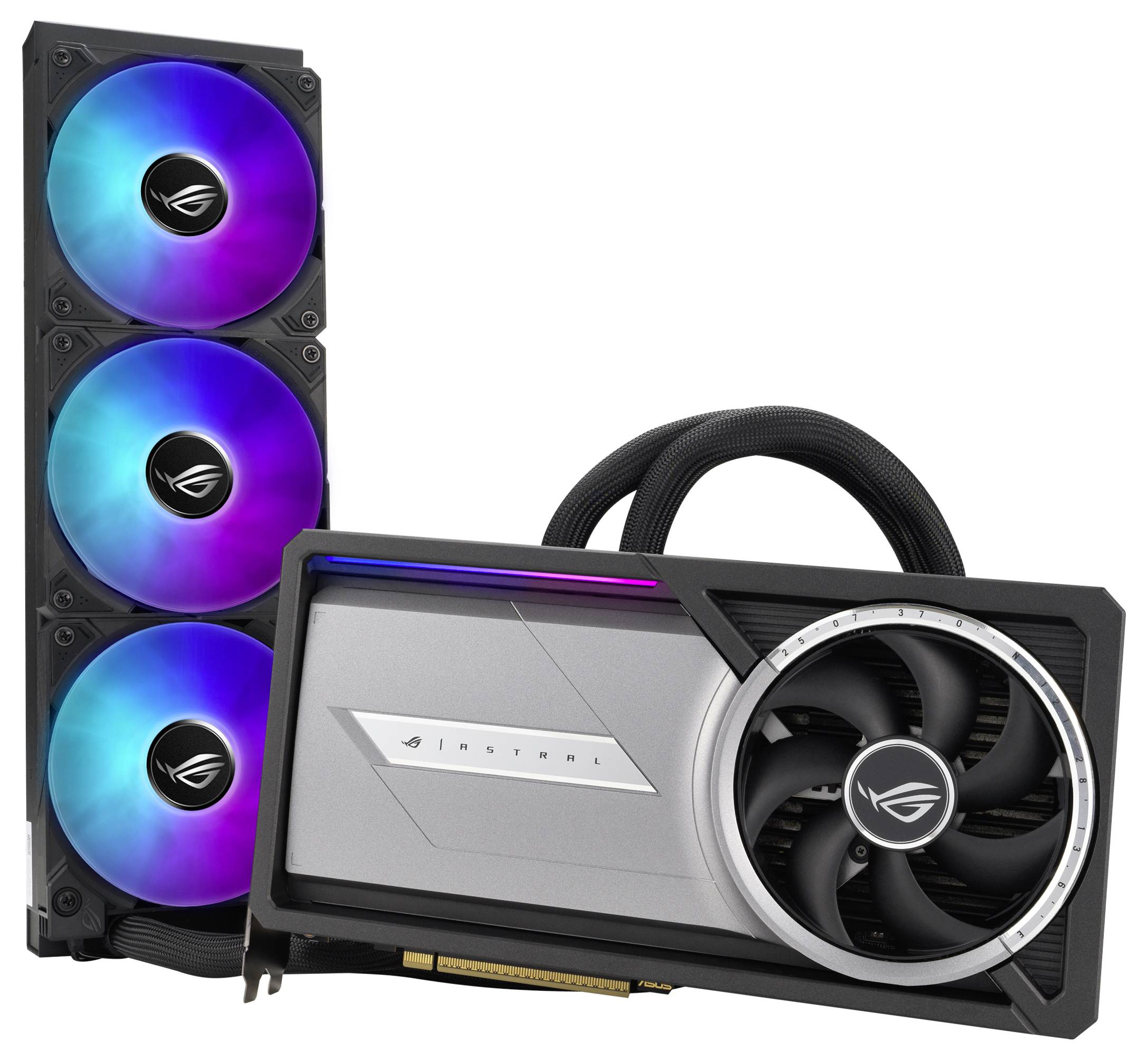 Eine moderne Grafikkarte mit Lüfter, geeignet für Gaming- und Hochleistungs-PCs, mit auffälliger RGB-Beleuchtung.