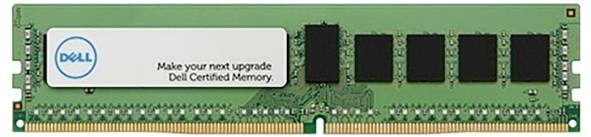 Ein grünes RAM-Modul mit dem Aufdruck 'Make your next upgrade Dell Certified Memory' und dem Dell-Logo, mit acht schwarzen Speicherchips.