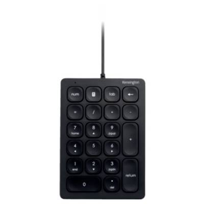 Externe numerische Tastatur mit Kabel, schwarze Farbe, Tasten von 0-9 und Funktionen wie 'num', 'tab', und 'pgup'.