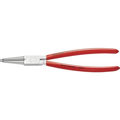 Spitzzange mit rotem Griff, geeignet für feine Arbeiten wie das Greifen oder Biegen von Draht. Silberne Spitzen und ergonomischer Griff.