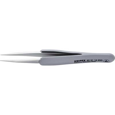 Graue Knipex-Präzisionspinzette aus Edelstahl mit schmalen Spitzen, geeignet für empfindliche Arbeiten in Elektronik und Feinmechanik.