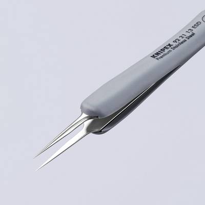 Graue, präzise Pinzette mit feinen Spitzen, geeignet für feine Bastelarbeiten oder Elektronikreparaturen.