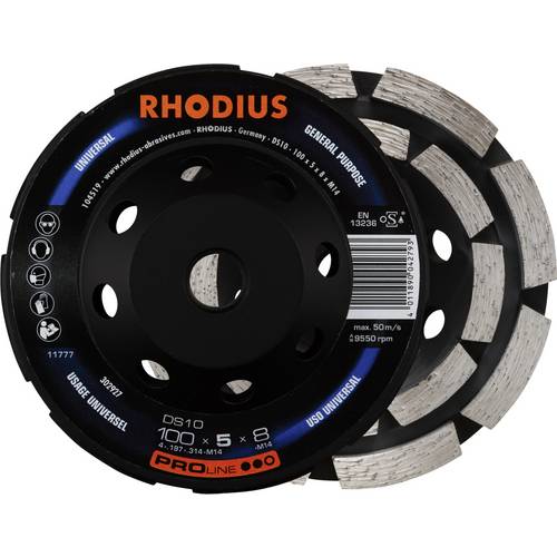 Thumbnail - Rhodius 302927 RHODIUS DS10, Diamantschleiftopf 100 x 5,0 x 8,0 x M14 mm, Diamantschleiftopf, PROline, für Beton DS10 1 ...