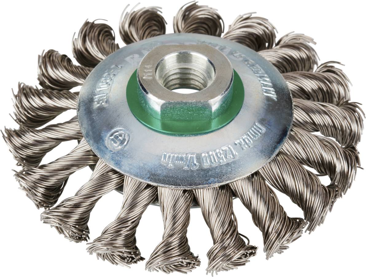 Rhodius RHODIUS EKBZ, 10 Stück Kegelbürste 100 x 13 x 22 x M14 mm, gezopft, TOPline, Made in Germany, für Edelstahl, Sta...