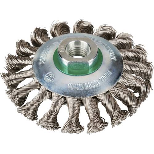Thumbnail - Rhodius RHODIUS EKBZ, 10 Stück Kegelbürste 100 x 13 x 22 x M14 mm, gezopft, TOPline, Made in Germany, für Edelstahl, Sta...