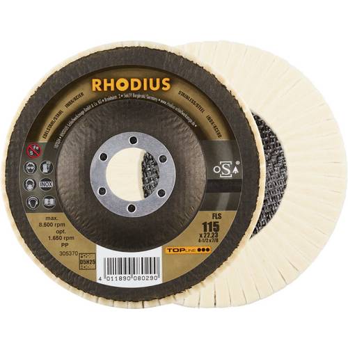 RHODIUS FLS, 2 Stück Filzlamellenpolierer 115 x 22,23 mm, TOPline, Made in Germany, für Edelstahl, Stahl, NE-Metalle Rho...